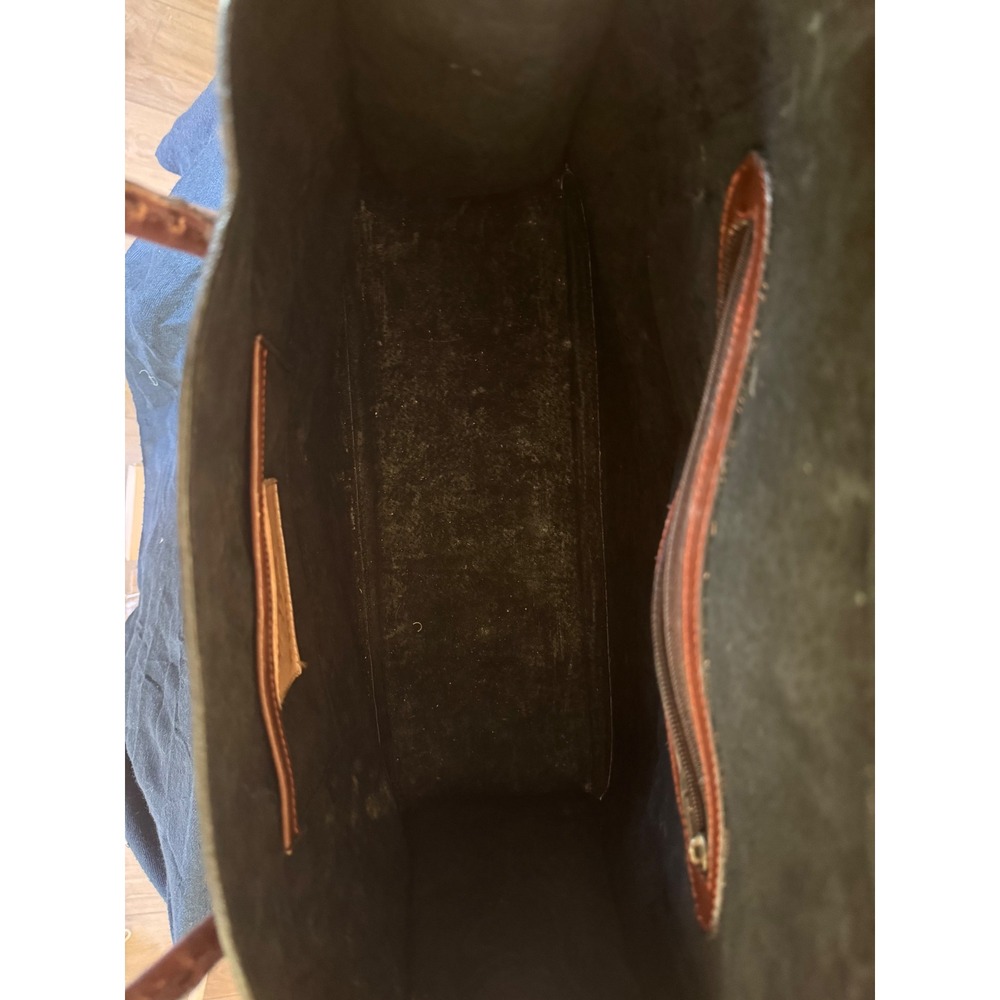 Hand-Tooled Floral Leather Tote in Dark Brown - Picture 4 of 8